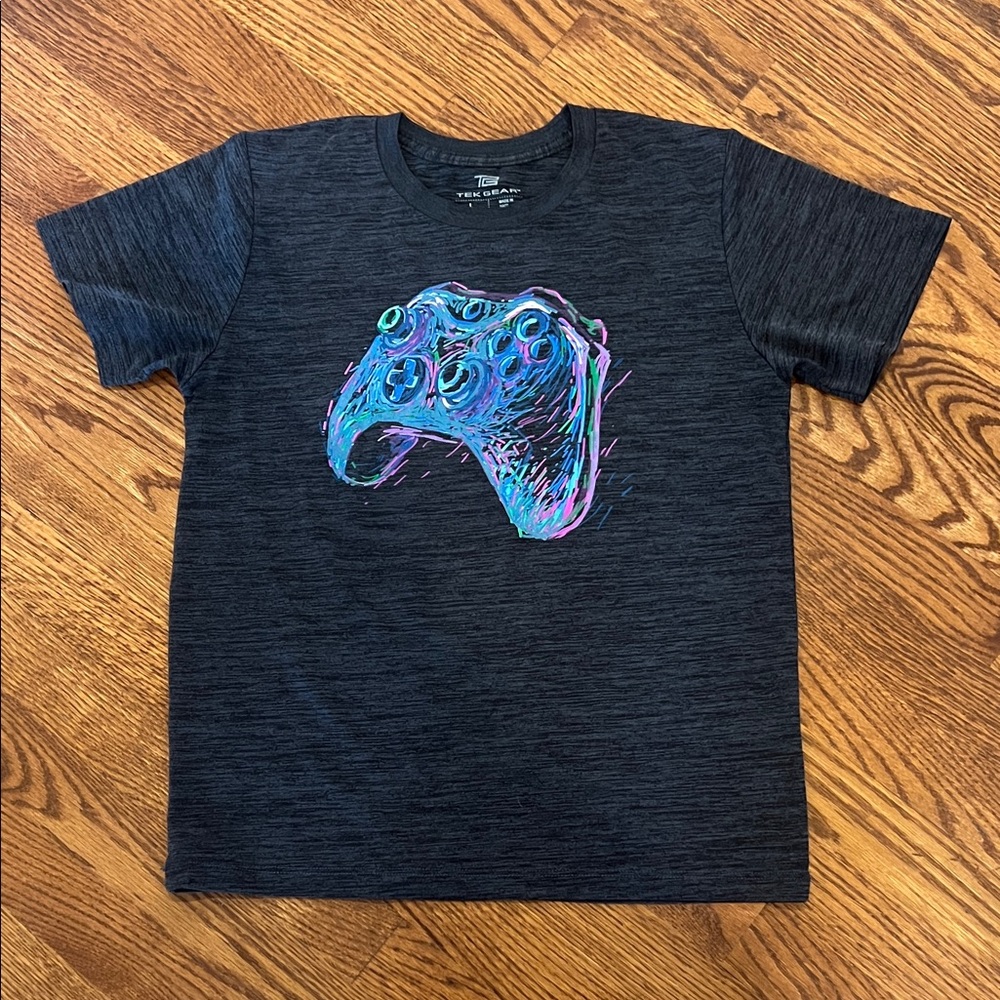Tek Gear Dark Gray Tee with Neon Controller Design